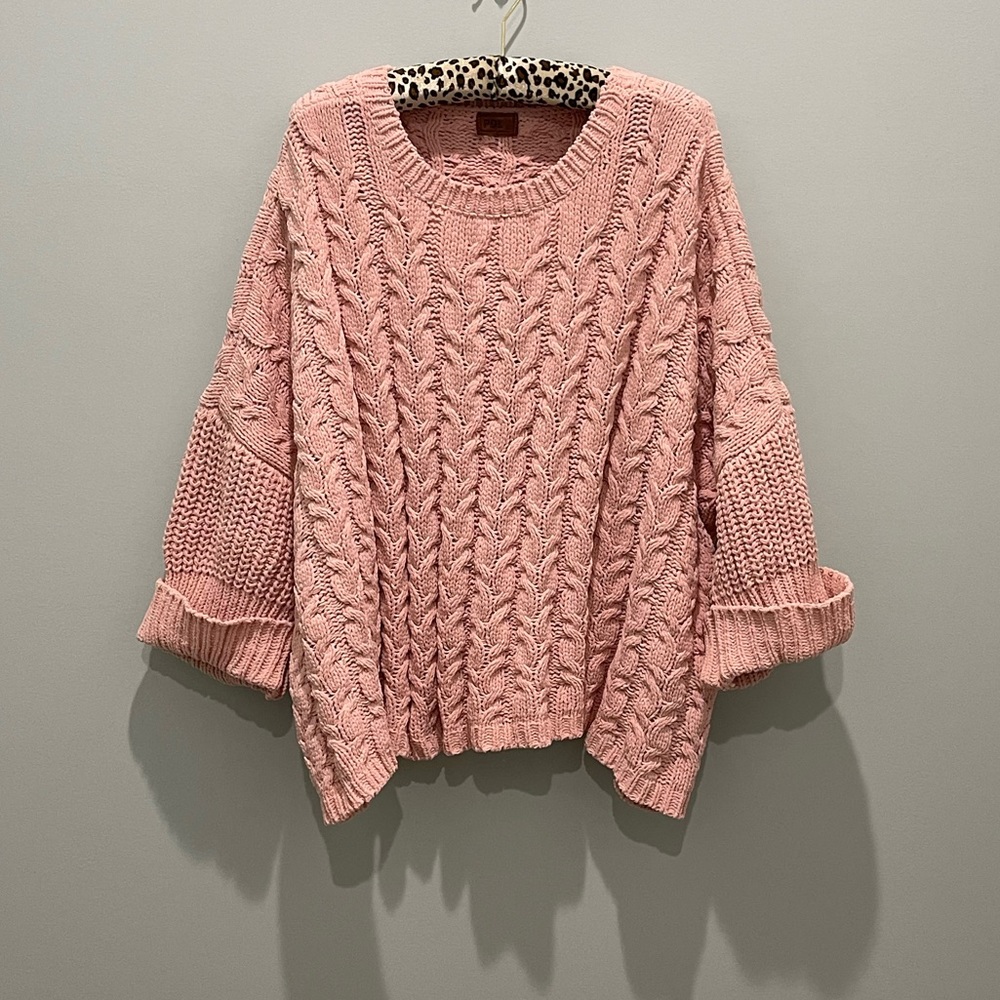 womens large over sized large pink sweater